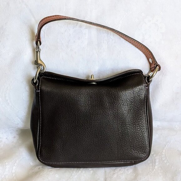 COACH Chelsea Pebbled Brown Leather Turn Lock Small Bag Handbag Purse D06S-10130 - Picture 2 of 11